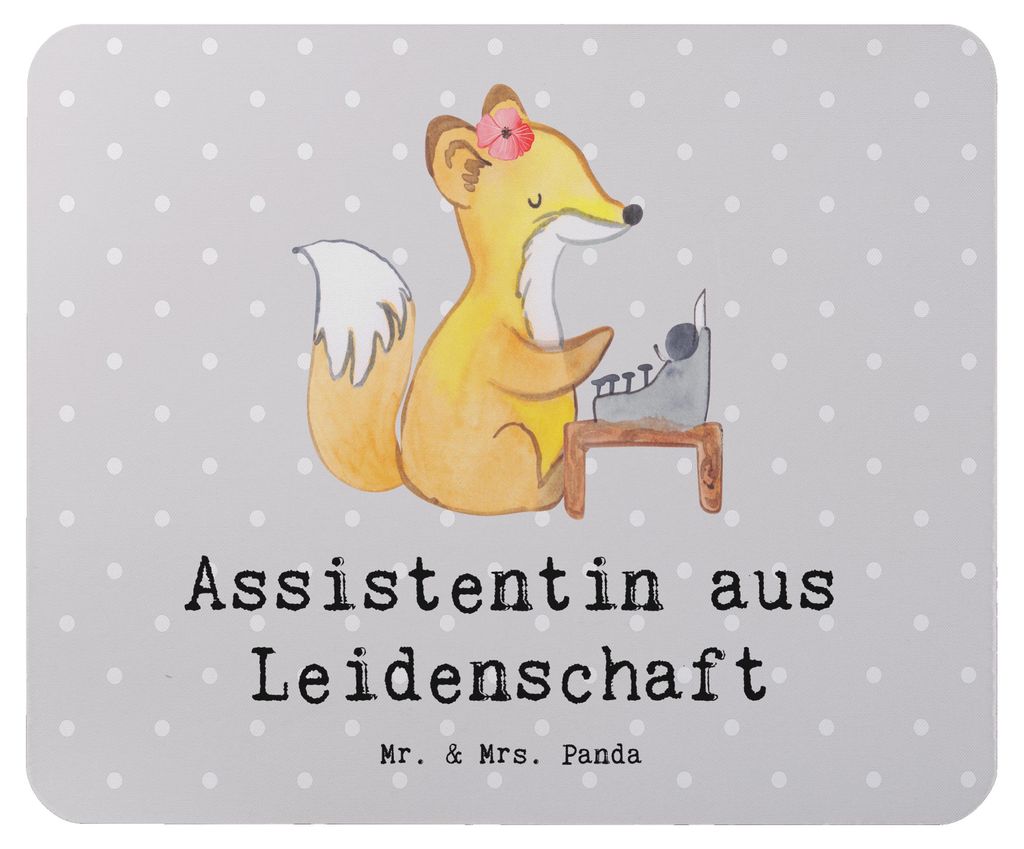 Mr. & Mrs. Panda Mauspad Assistentin Leidenschaft - Grau Pastell - Geschenk, pc mousepad, laptop, Mouse Pad, computermatte