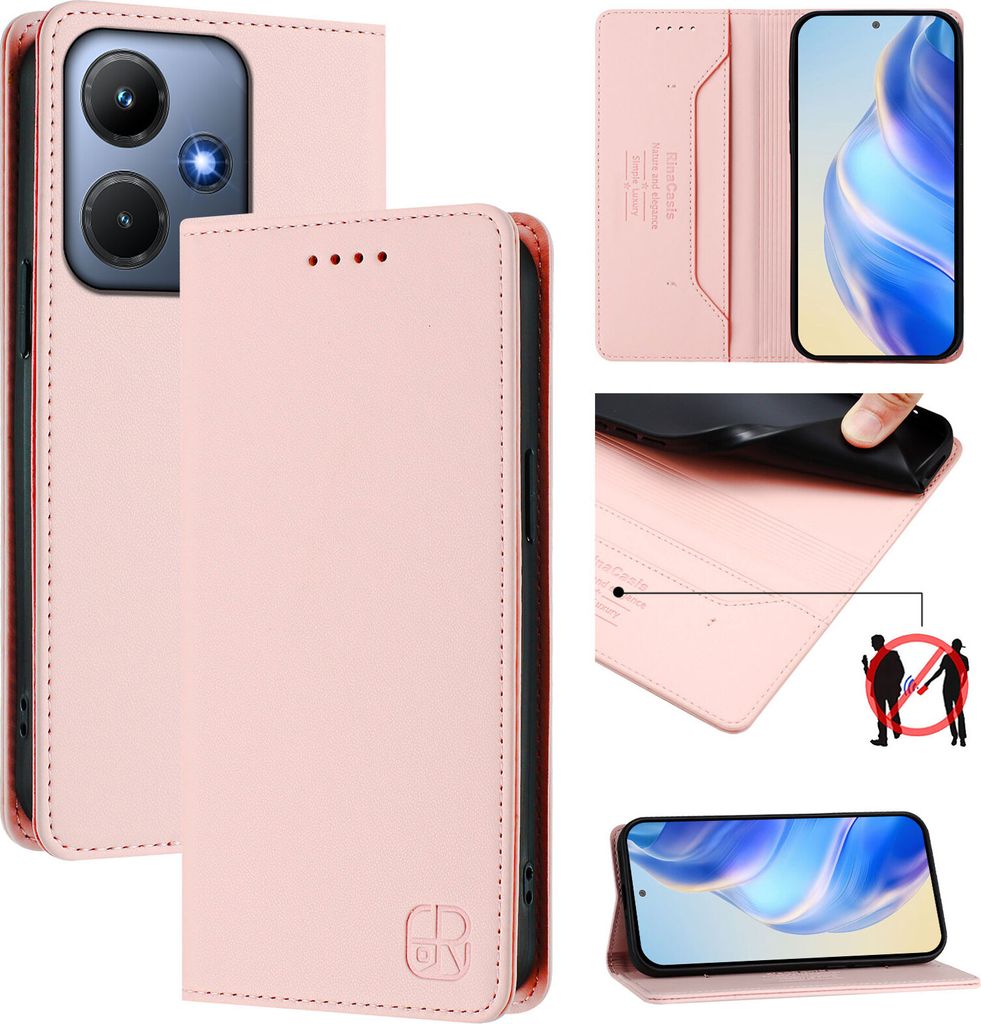 Lederhülle für Infinix Hot 30i Hülle Flip Brieftasche Kartenfächern Ständer Schutzhülle Pink
