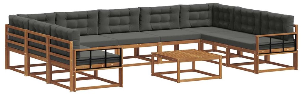 Hochwertigen Möbel Outdoor-Sofa garnitur moderne - Balkonmöbel/Gartenlounge-Set - robust und langlebig - mit Kissen 10 pcs Natur und Anthrazit - ...