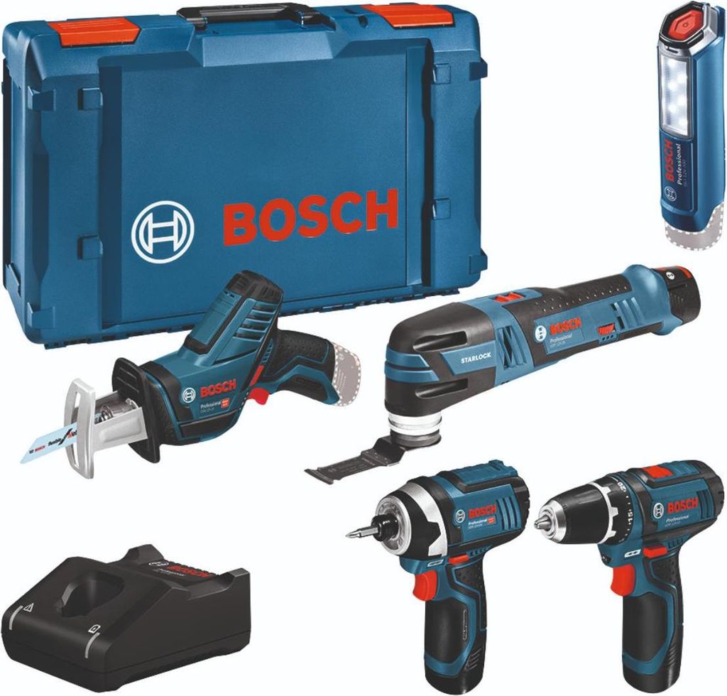 Bosch Combo Kit 12V (5): GSR 12V-15 + GOP 12V-28 + GDR 12V-105 + GSA 12V-14 + GLI 12V-300