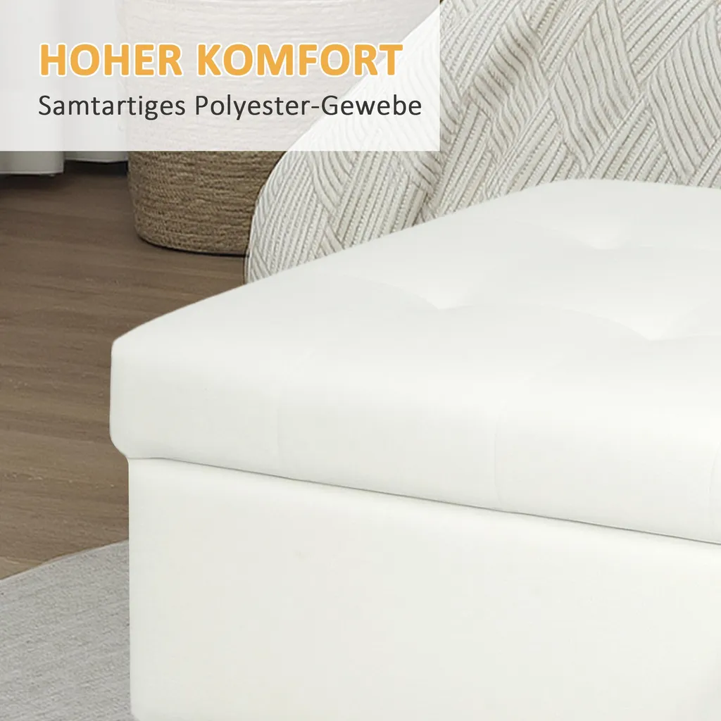 Banc Confortable en Mousse et Polyester Blanc Crème 115cm de Long - 5