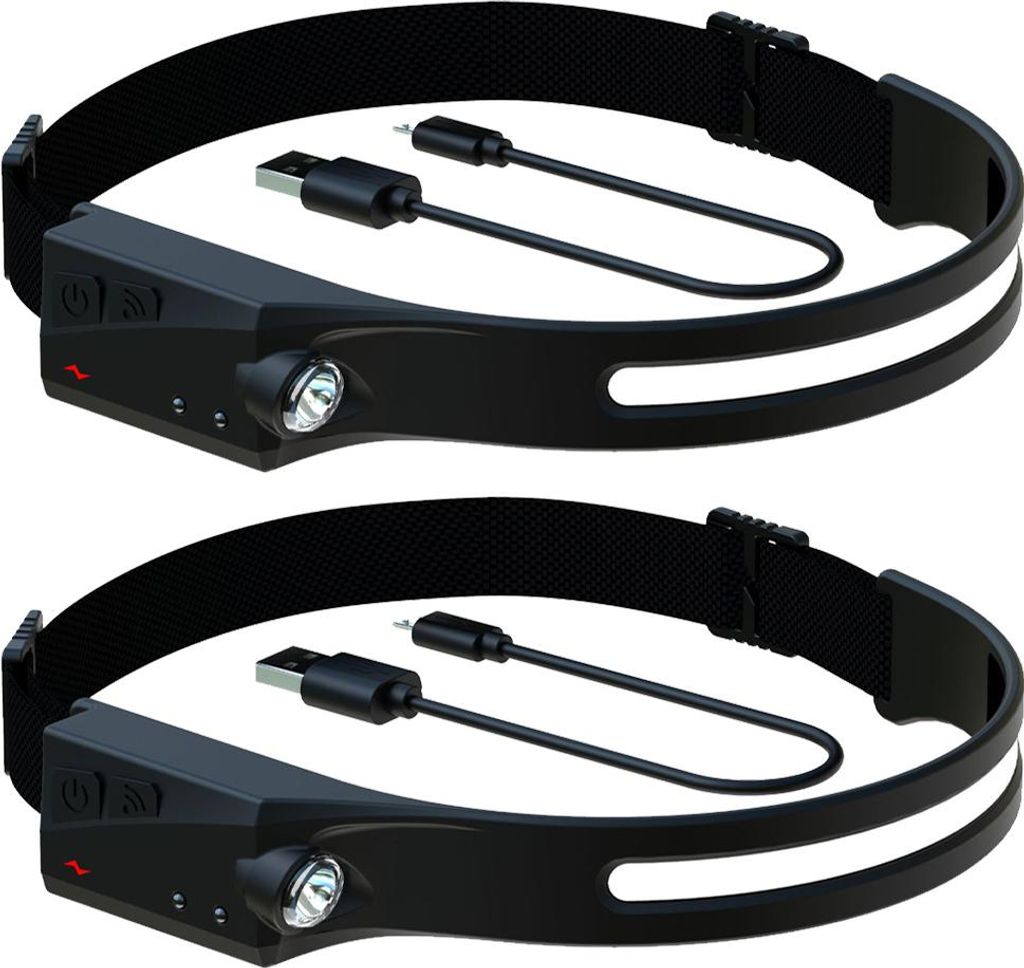 Stilvolle, wiederaufladbare LED-Stirnlampe mit 230° hellem Lichtkegel für Erwachsene,black