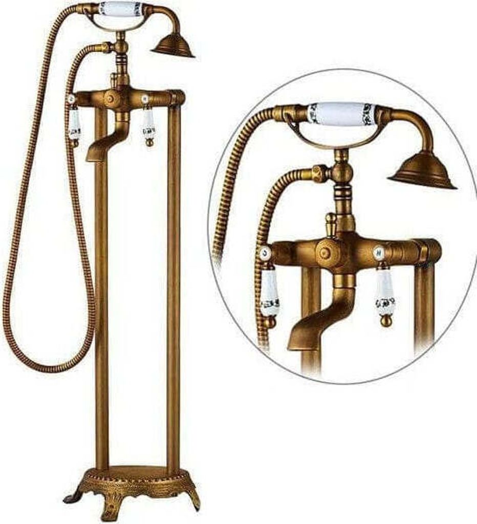 Freistehende Retro-Badewannenarmatur FLORINA altgold