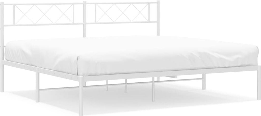 vidaXL Postel s čelem kovová bílá 200x200 cm Obrázek produktu 