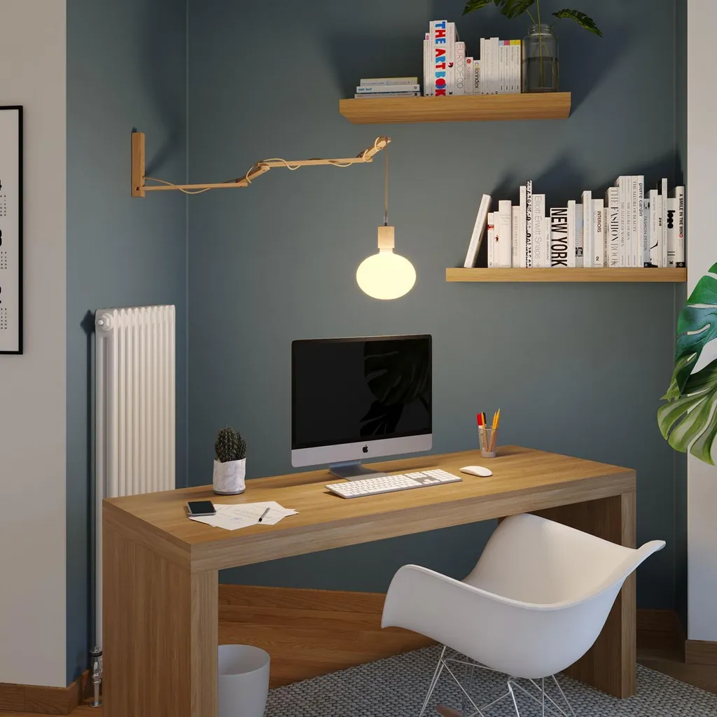 Support mural extensible PINOCCHIO XL en hêtre naturel pour lampe déportée - 2