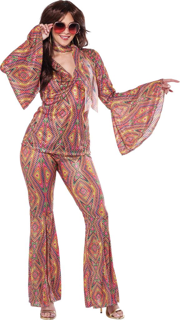 Disco Damenkostüm 70er bunt - XL (44/46)