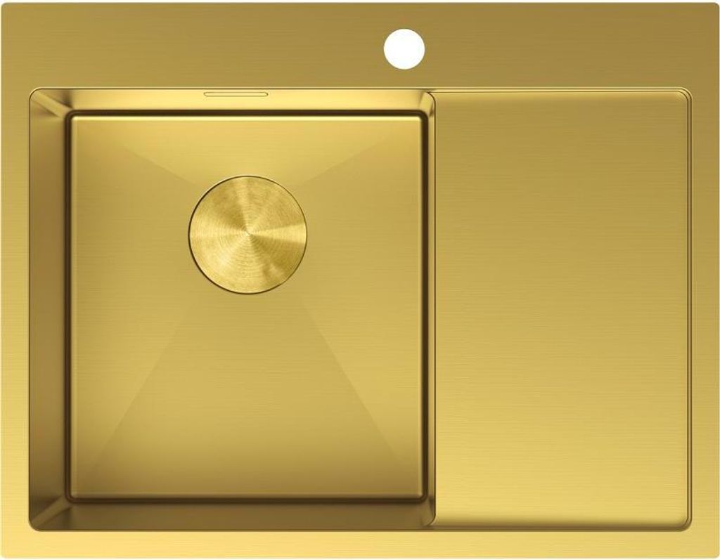 Mexen Exar Edelstahlspüle 1-Becken mit Abtropffläche links 620 x 480 mm, gold - 6431621005L-55
