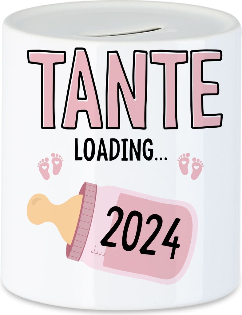 Tante Loading 2024 Spardose Geschenk Werdende Tante Babynews mit Ladebalken Schwangerschaft Geschenkidee