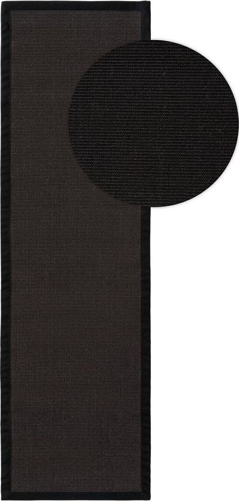 Sisalteppich Läufer Sana Schwarz, Maße:70 x 240 cm