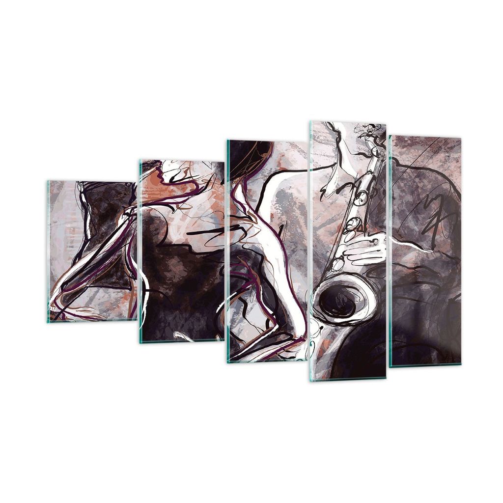 Bilder auf glas - Jazz Musik Musiker - 100x60cm - Glasbilder - Wandbilder - Kunstdruck - zum Aufhängen bereit - Wanddekoration aus Glas - Glas Bil...