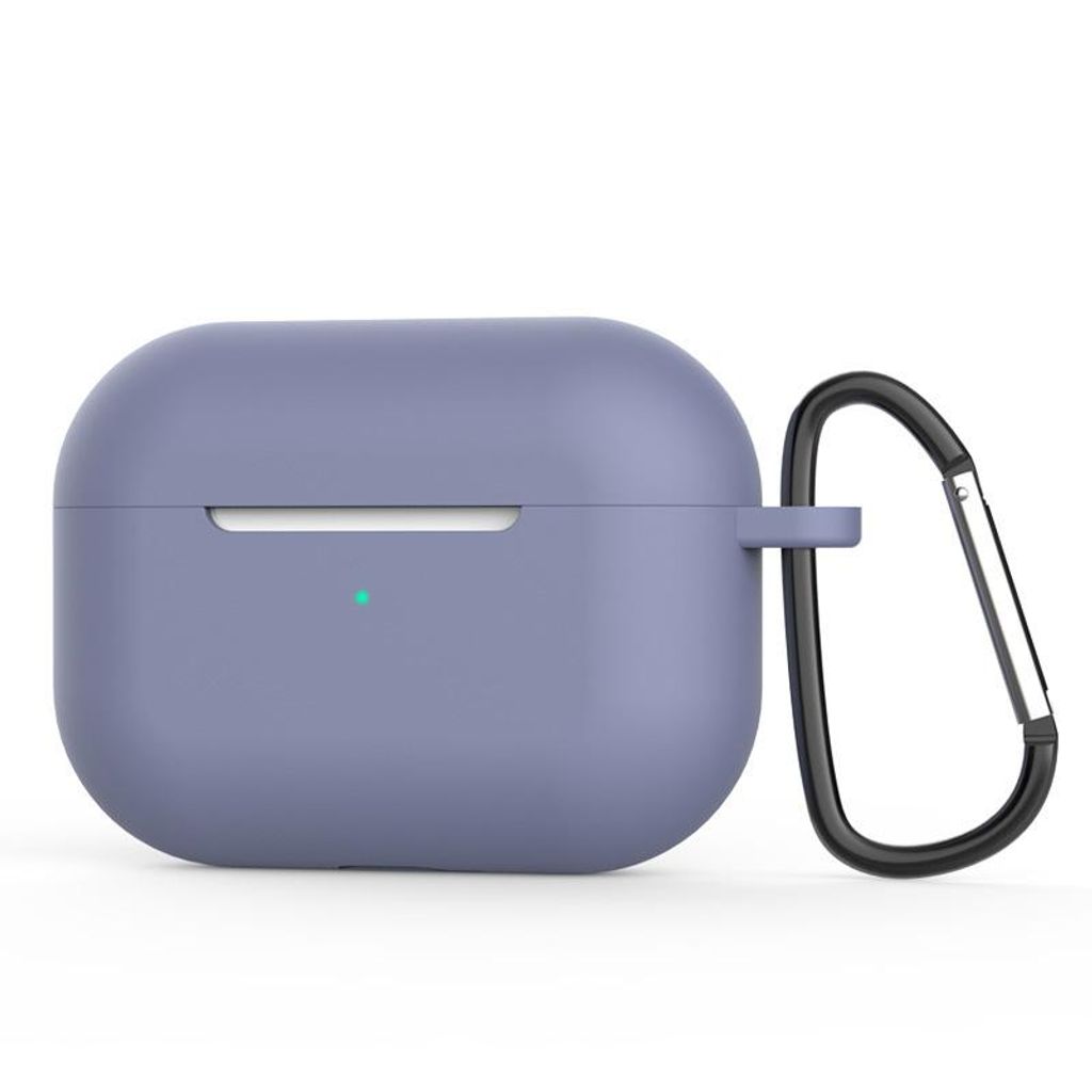Silikonhülle für AirPods Pro, Stoßfest, Anti-Loss, Ladeanzeige, Leicht, Tragbar, Mit Schlüsselanhänger, Lila