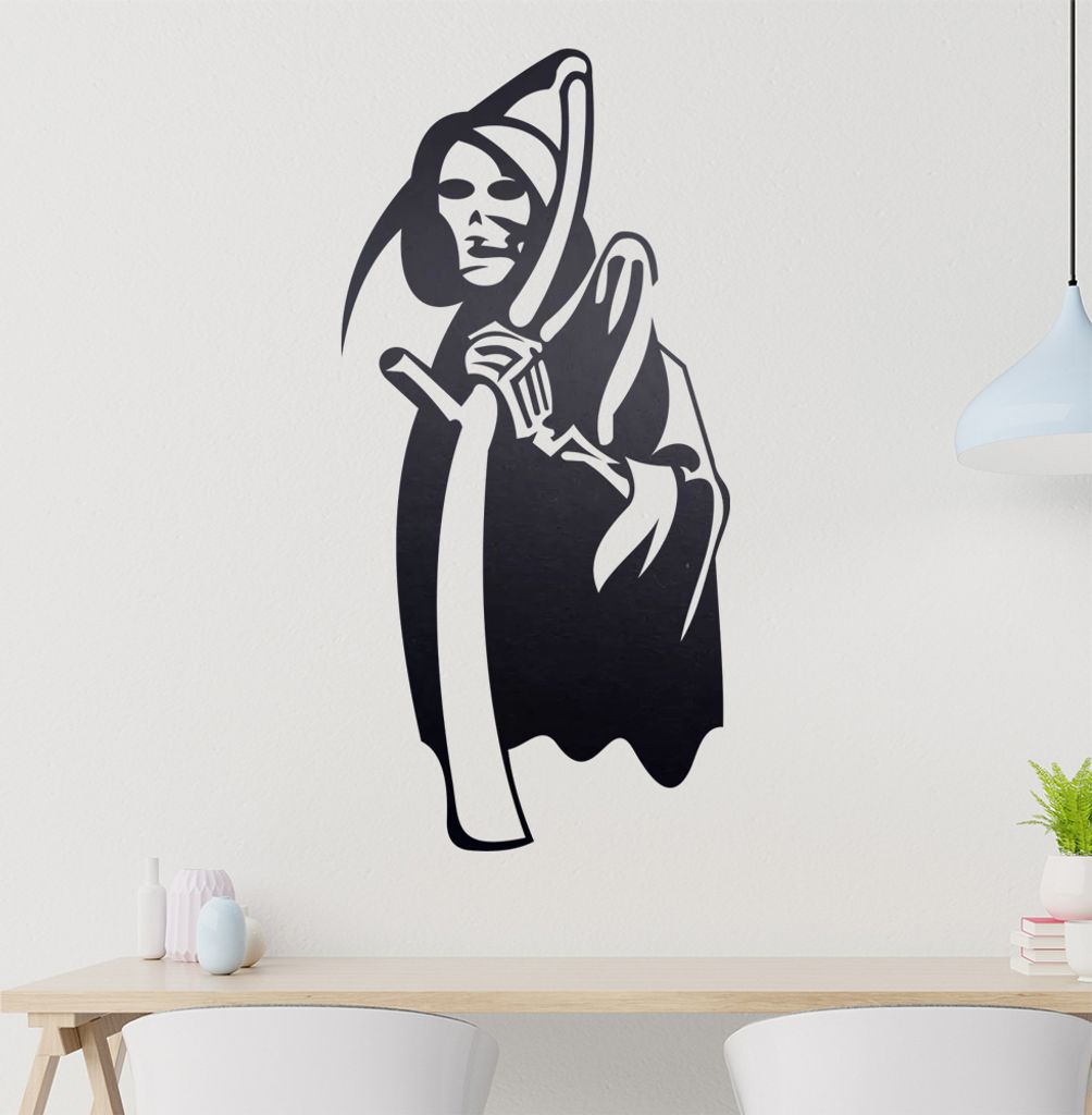 Sensenmann Wandtattoo in 6 Größen - Wandaufkleber Wall Sticker - Dekoration, Küche, Wohnzimmer, Schlafzimmer, Badezimmer