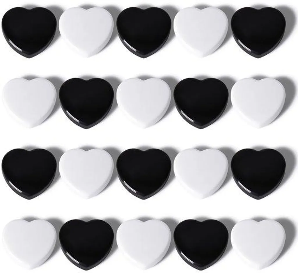 20 Aimants en Forme de Cœur Noir et Blanc Magnétiques pour Frigo