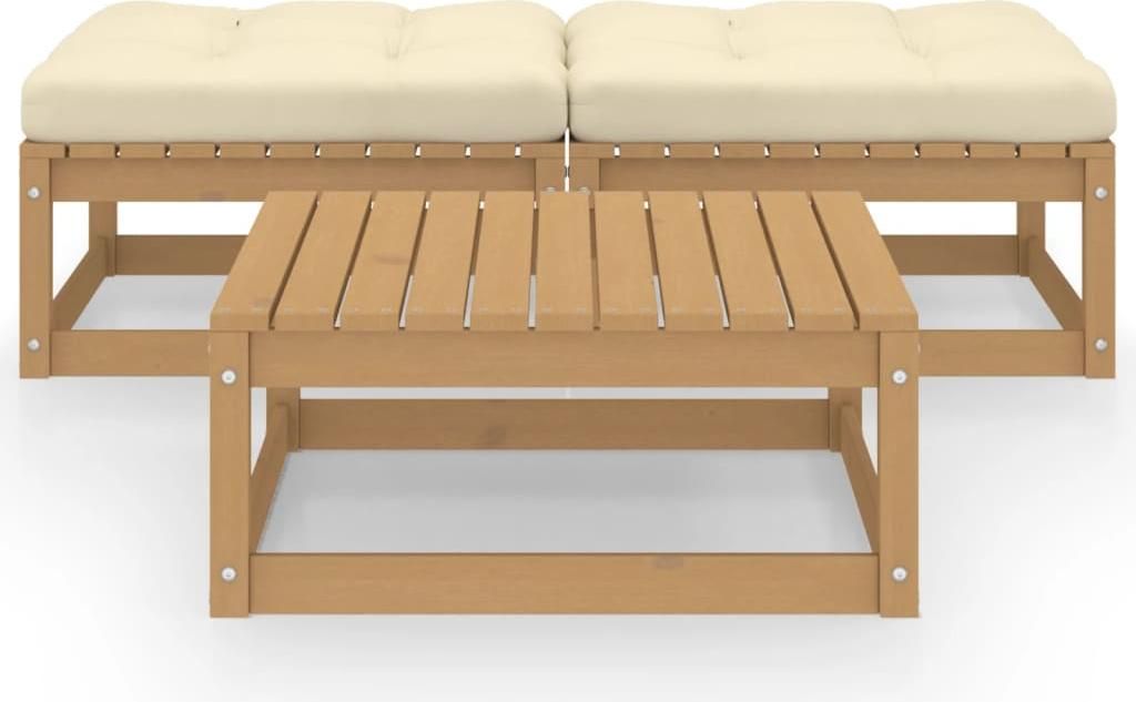 vidaXL 3-tlg. Garten-Lounge-Set mit Kissen Massivholz Kiefer
