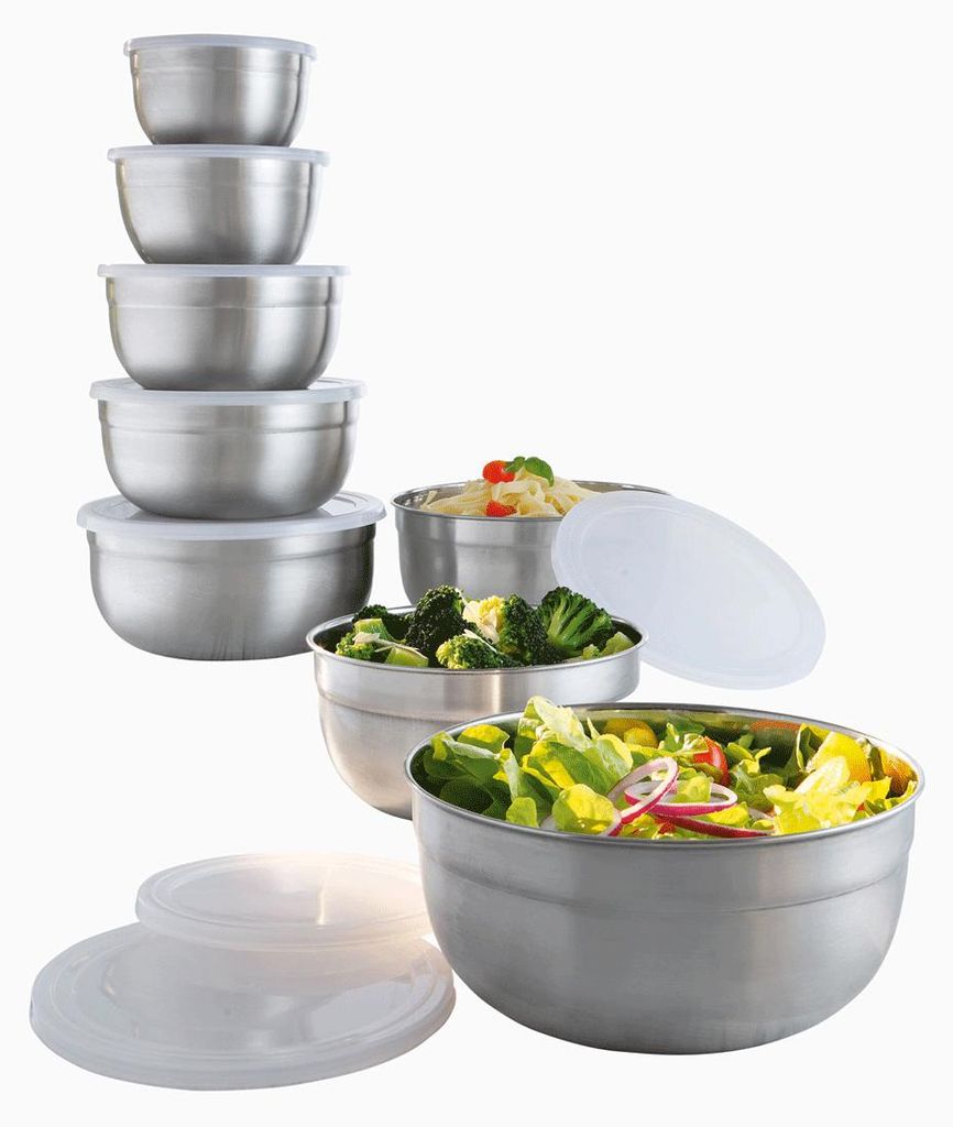 Set di 5 ciotole da cucina, acciaio inossidabile/plastica, Immagine del prodotto 