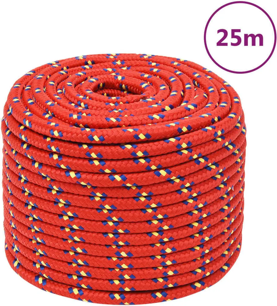 Corde Polypropylène 12mm 25m Rouge pour Navigation et Usage Extérieur