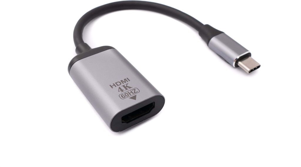 SYSTEM-S HDMI Kabel 20 cm Standard 1.4 Buchse zu USB 3.1 Typ C Stecker Adapter in Grau