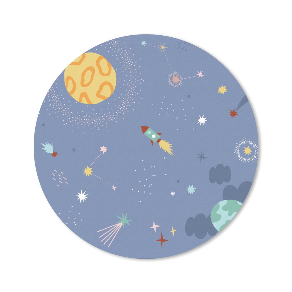 MuchoWow Mauspad Mousepad Kinder - Rakete - Sterne 20x20 cm - Mousepads - Maus Mat - Pad - Mausunterlage - Schreibtischmatte