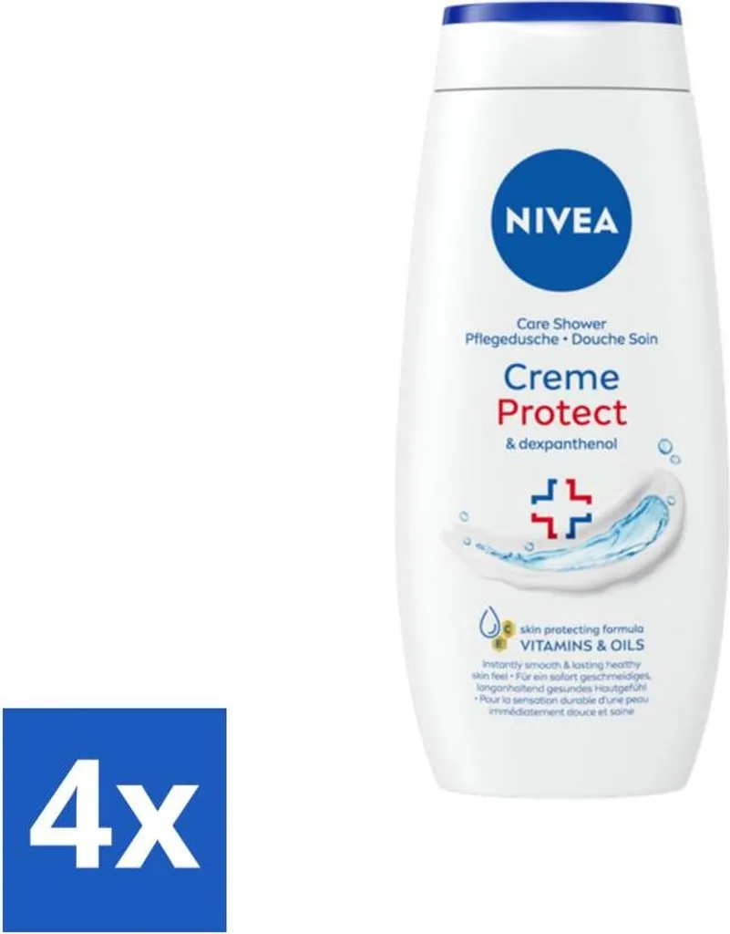 NIVEA Doccia Crema Protettiva 4x250ml - Formula pH Neutro e Protezione