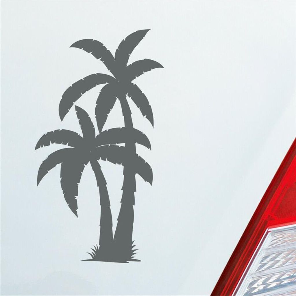 Auto Aufkleber Palme Palms Beach Strand Kokospalme Pflanze 5x10 cm Grau Sticker Heckscheibenaufkleber