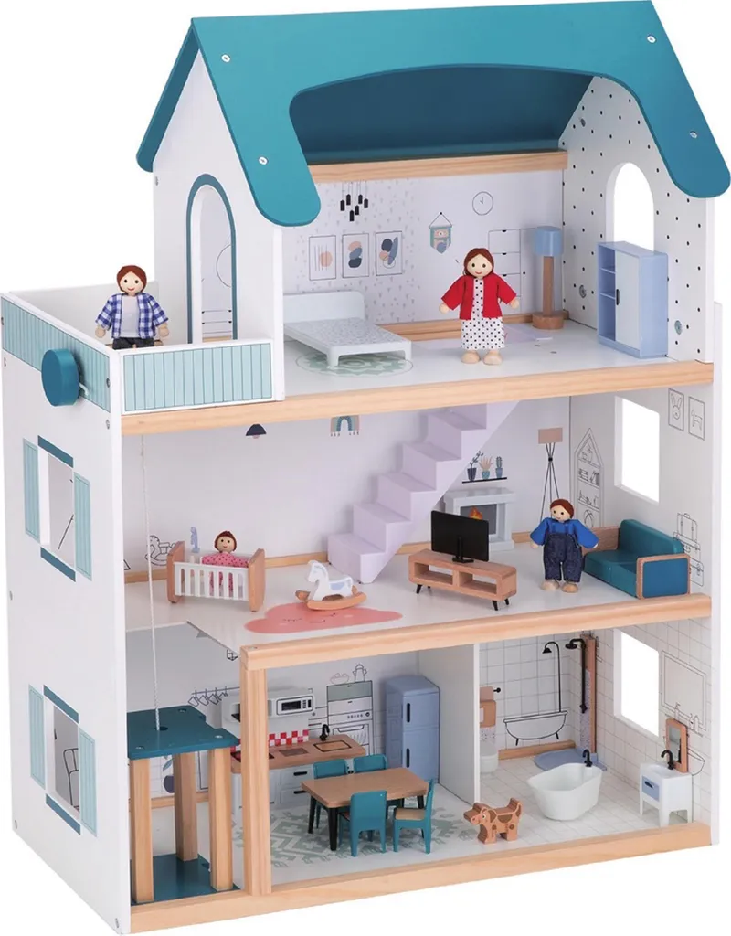 Maison de poupée Barbora robuste en bois pour un rangement organisé