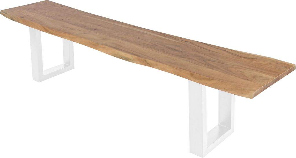 Sitzbank Baumkante 200 cm natur massiv Akazie weiß