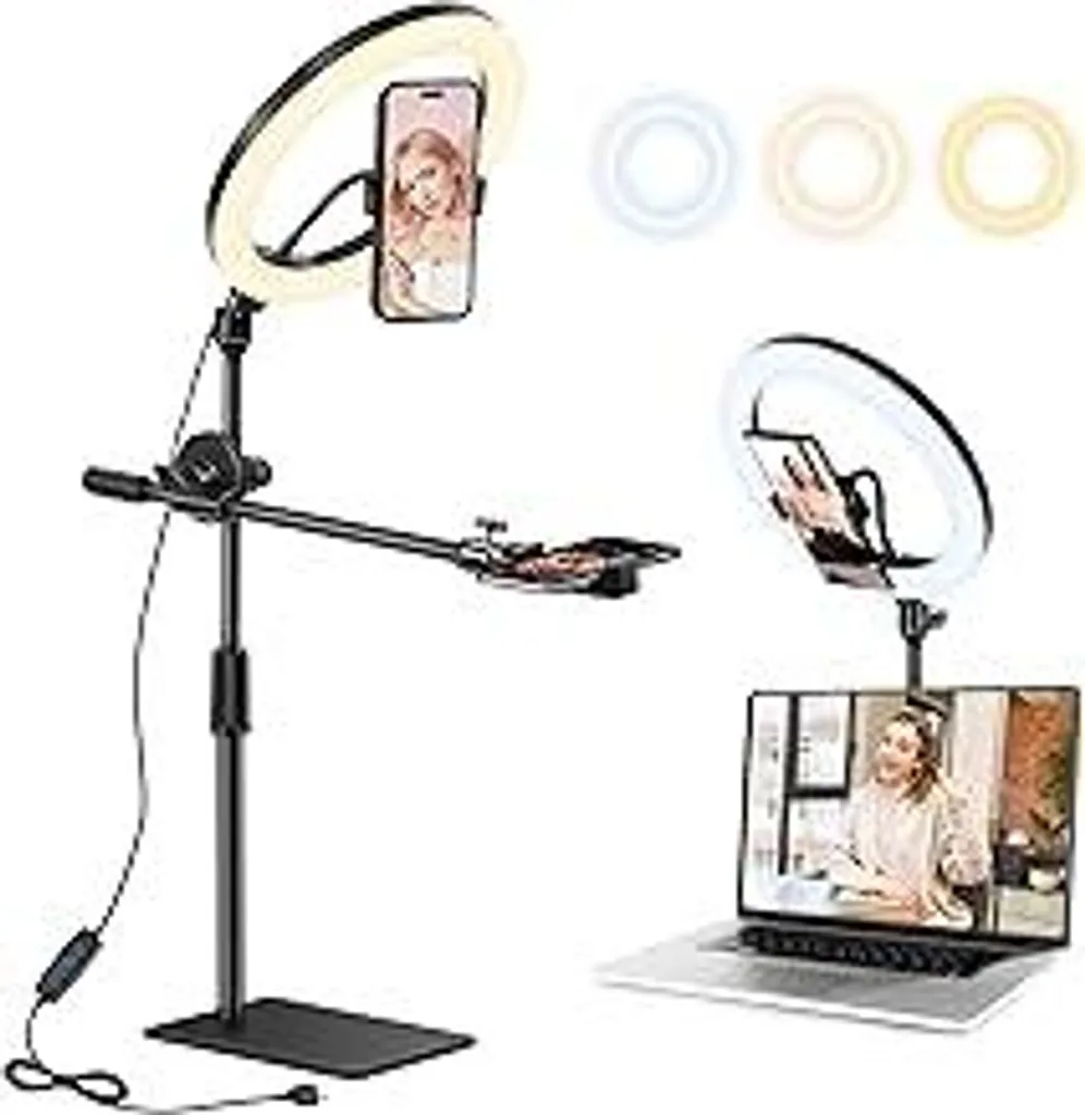 Luce ad Anello LED Professionale per Trucco e Selfie 10" Dimmerabile