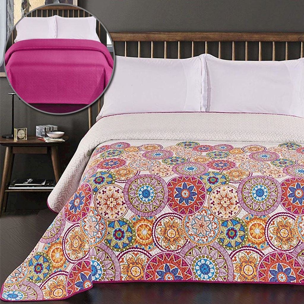 Bettüberwurf Colors - Luxus Tagesdecke mit Wendedesign, Größe:200 x 220 cm, Dessin:Bibi