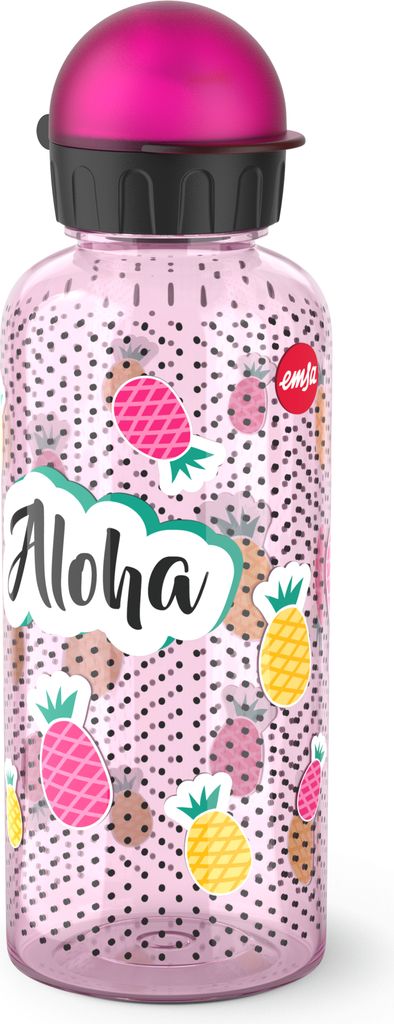 EMSA Teens Tritan Trinkflasche Aloha, Wasserflasche, Flasche, Kinder, Kunststoff, 0.6 L, N30606