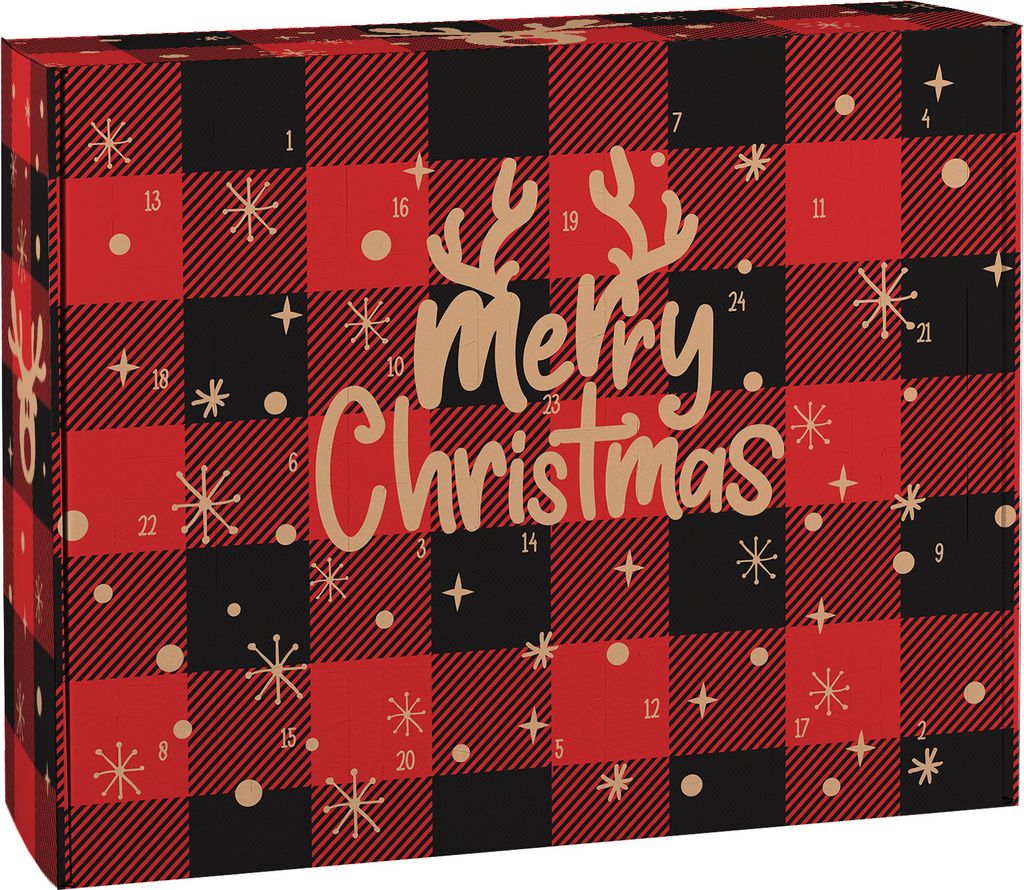 DIY Adventskalender zum selbst Befüllen mir rotem "Merry Produktbild 