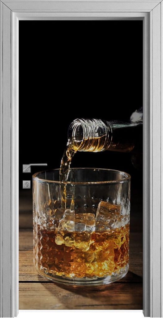 Tür Selbstklebende 90x210 cm Türfolie Türtapete Klebefolie - Whisky Glas