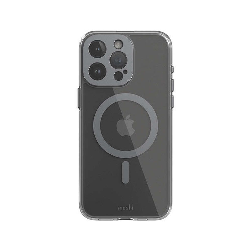 Moshi, MagSafe Hülle iPhone 15 Pro Max iGlaze mit Kamera-Schutz, Grau
