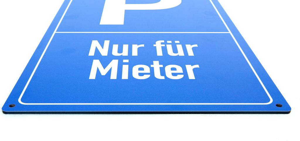 Nur für Mieter - Schild - Hochformat - blau - 4 mm Alu Verbundplatte (45 x 30 cm Bohrloch 4 x)