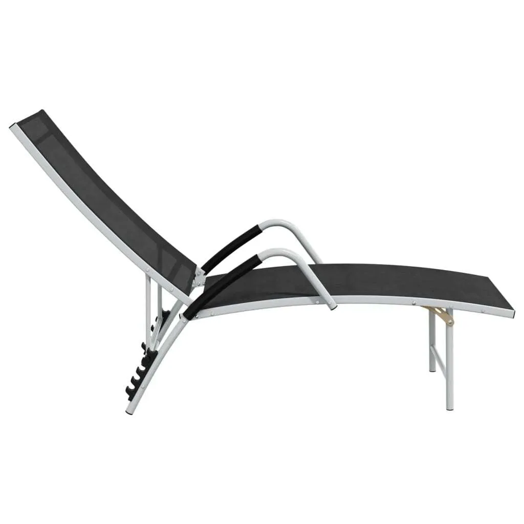 Bain de soleil aluminium noir design épuré - Lit de jardin réglable - 4
