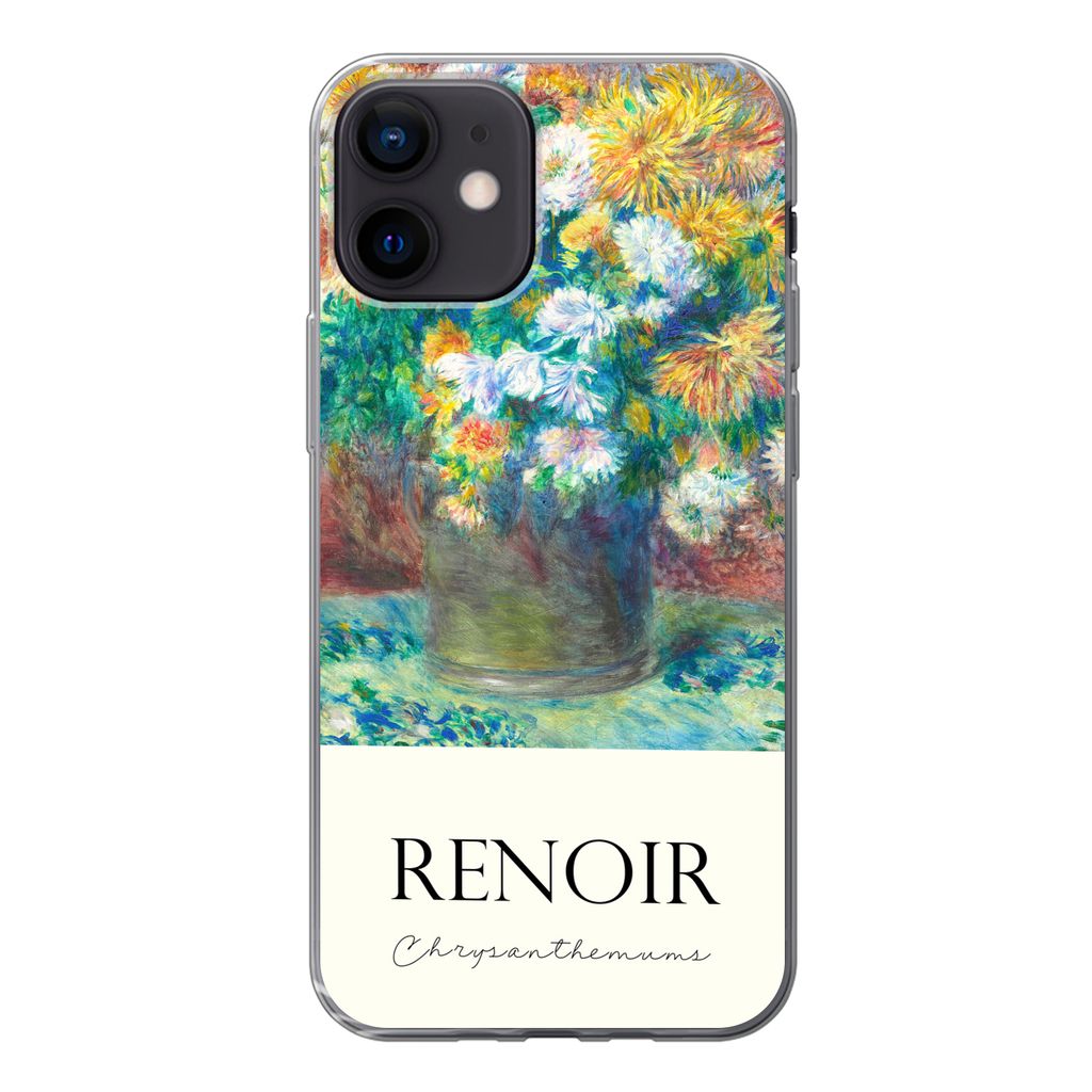MuchoWow Handyhülle Schutzhülle Hülle für iPhone 12 Renoir - Chrysantheme - Gemälde Silikon Softcase Handy Hülle - Schutzhülle