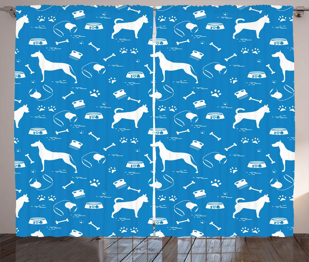 Rideau occultant partiel 280x225 cm facile à poser motifs chiens