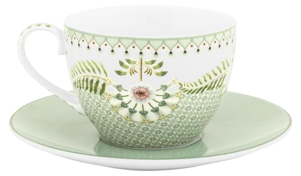 Lily&Lotus Tasse mit Untertasse in Hellgrün 280ml