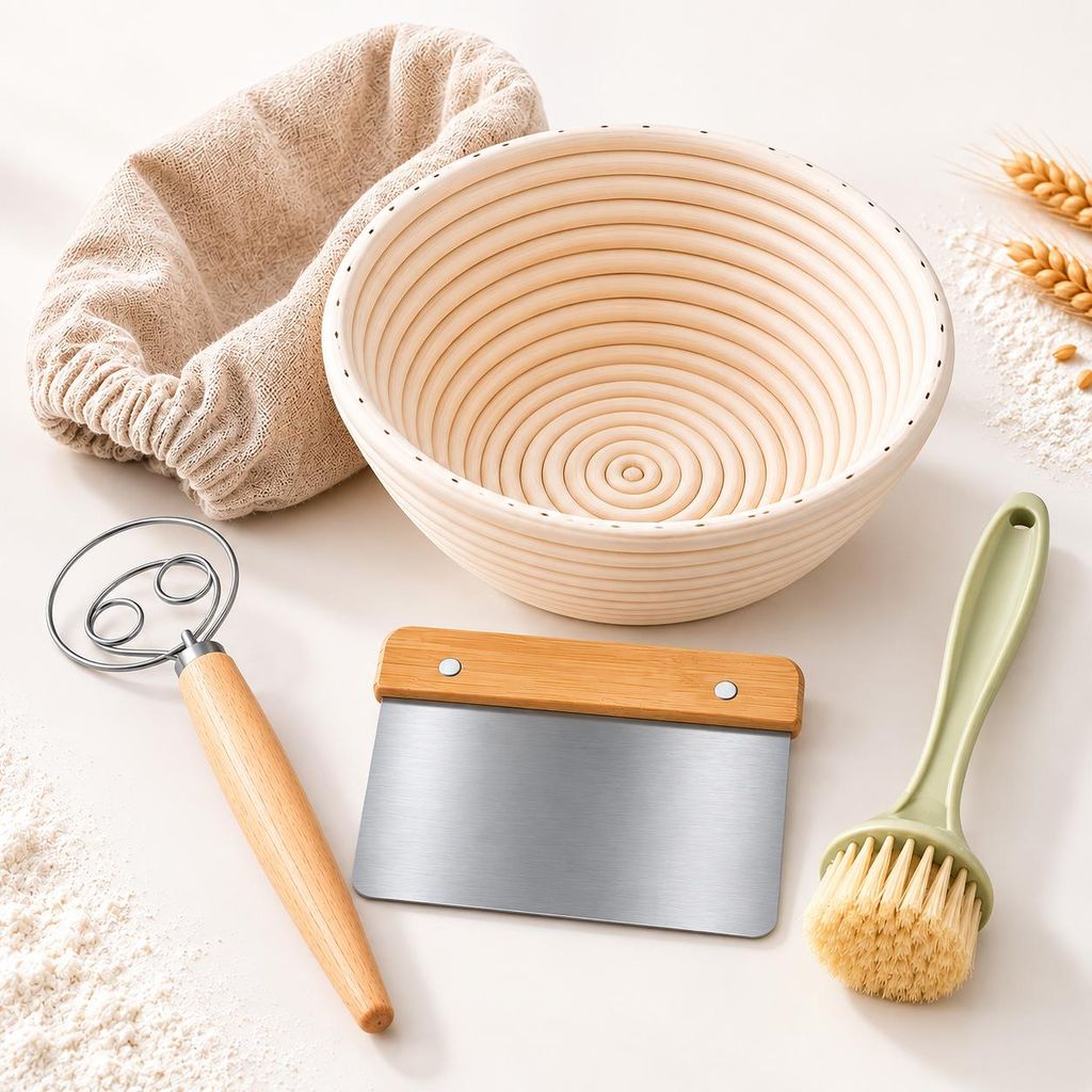 Gärkörbchen Set 25 cm Rund aus Rattan, Gärkorb für Produktbild 