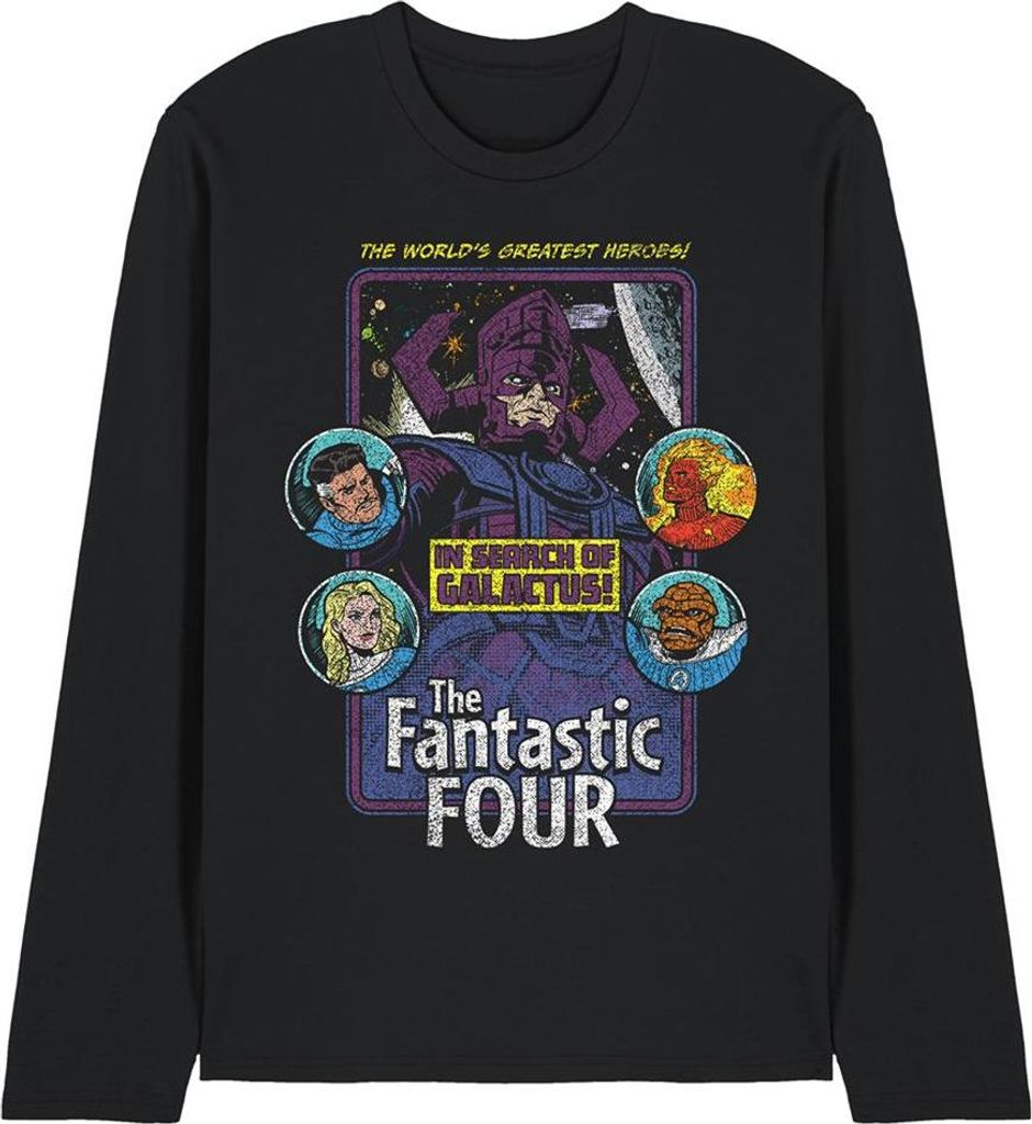 Fantastic Four - "In Search Of" T-Shirt für Herren/Damen Uni, Langärmlig TV20569 (M) (Schwarz)