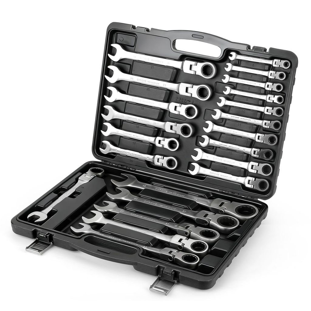 Ratschenschlüssel-Sets, 22-teilig, 180° flexkopf, Produktbild 
