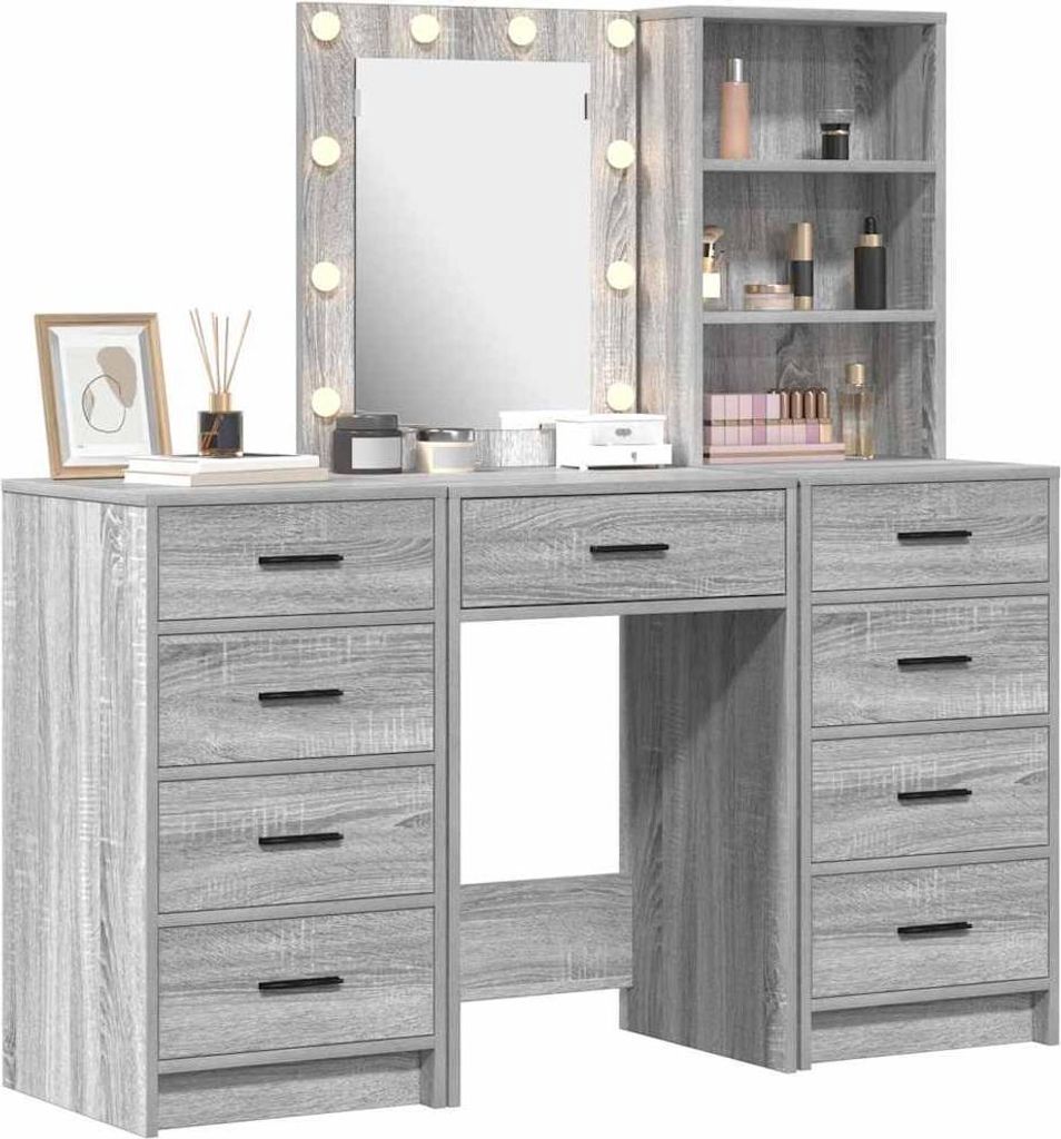 Schminktisch 3 pcs Grau 40 x 41 x 135 cm Holzwerkstoff