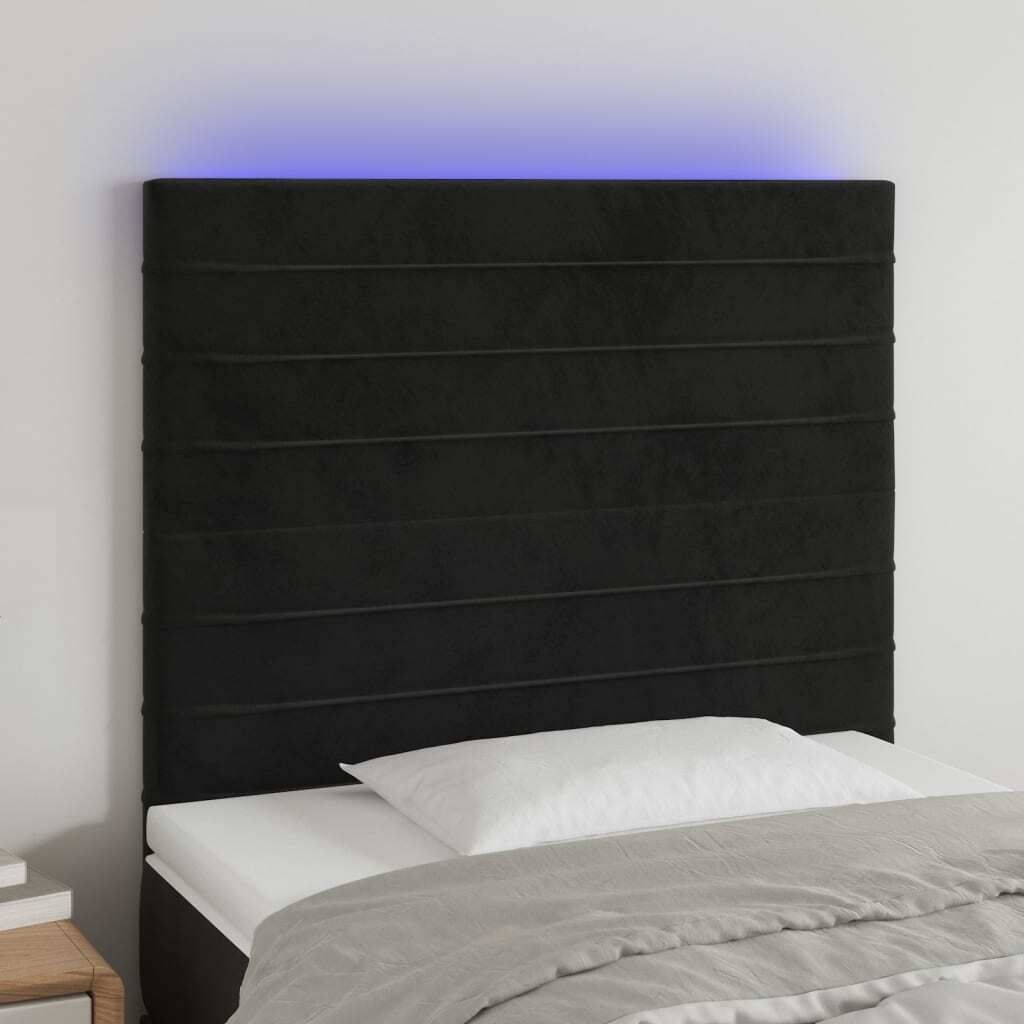 Maison Exclusive - LED Kopfteil Schwarz 100x5x118/128 cm Samt