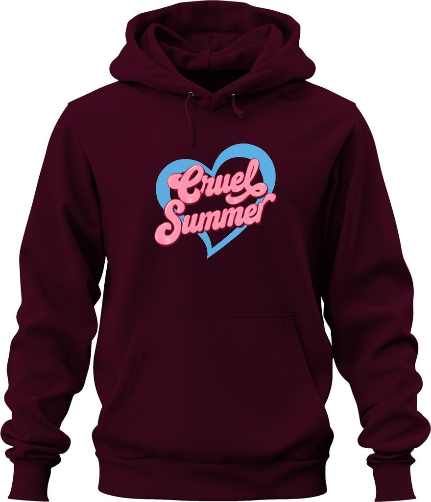 Cruel Summer Sommer Herz Retro Pink Mädchen 80er Pop Festival Uni Hoodie Kapuzenpullover, Burgundy, XL