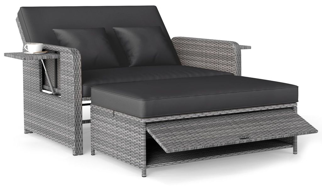 COSTWAY Polyrattan Sonnenliege, Gartenliege mit Produktbild 