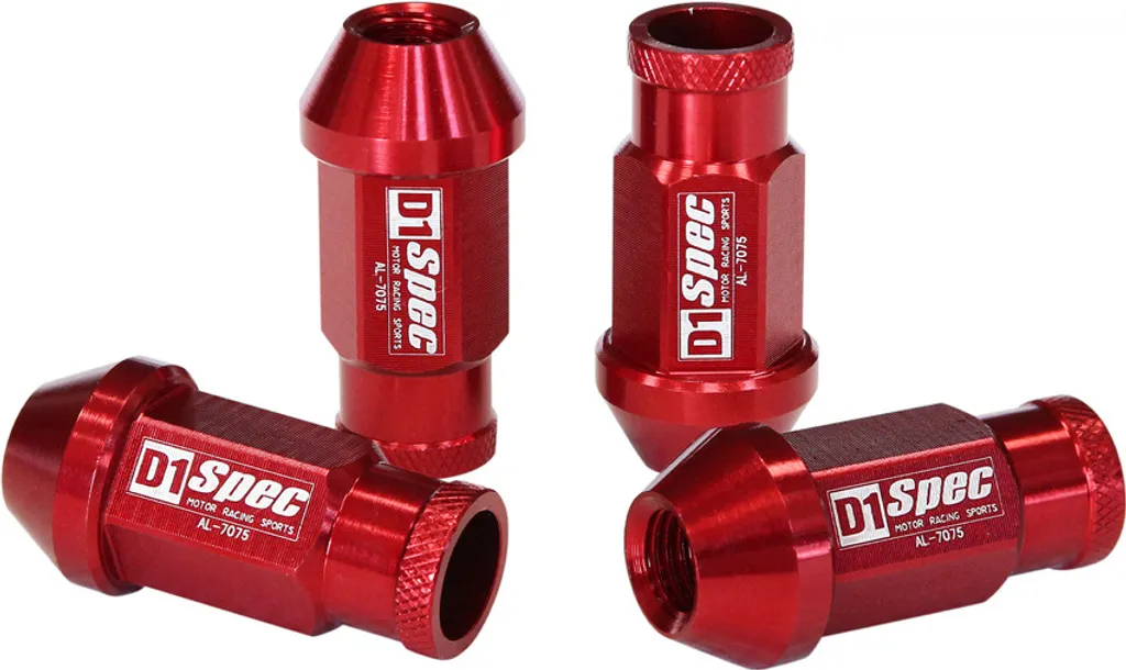 Écrous de Roue Fins M12x1,5 Rouges D1Spec pour Jantes à Puits Étroit