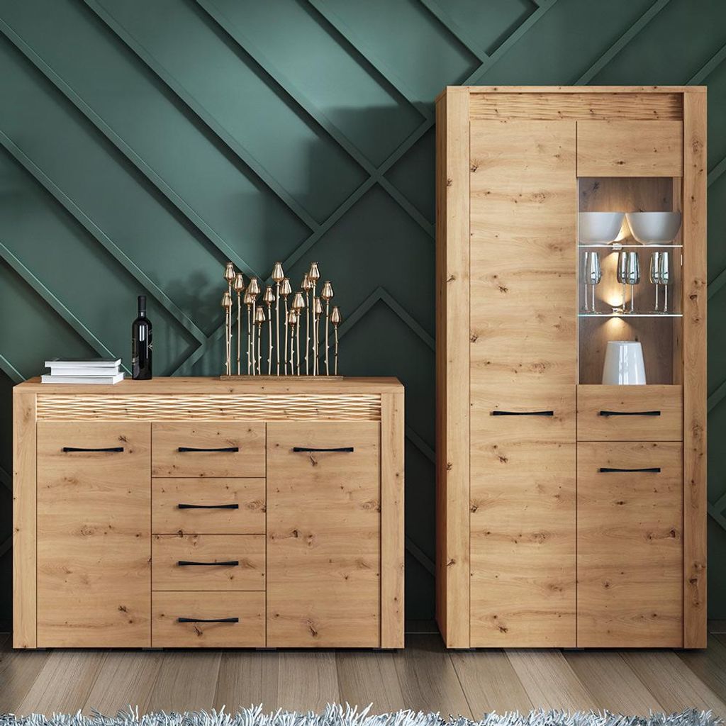 Esszimmer Set modern ARTA-131 in Artisan Eiche Nb., B/H/T: ca. 250/200/40 cm