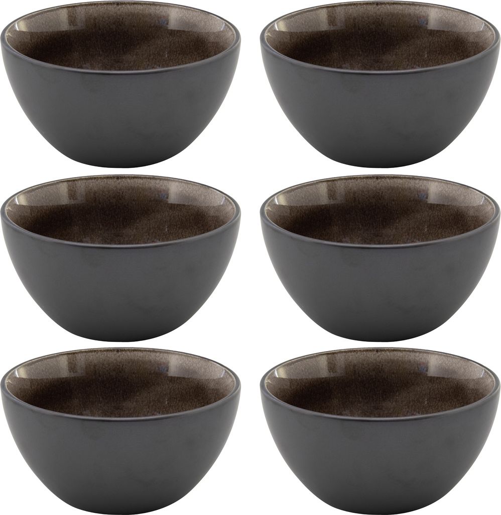 Müslischalen - Ø 14 cm - Braun - Keramik - glasierte Oberfläche - 6er Set