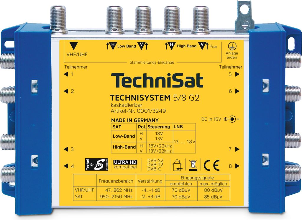 TechniSat TechniSystem 5/8 G2, Modrá, Žlutá, 300 g, 172 x Obrázek produktu 