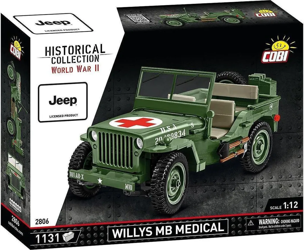 Jeep Willys MB Medical Cobi 2806 Idéal pour Diorama Militaire à l'Échelle