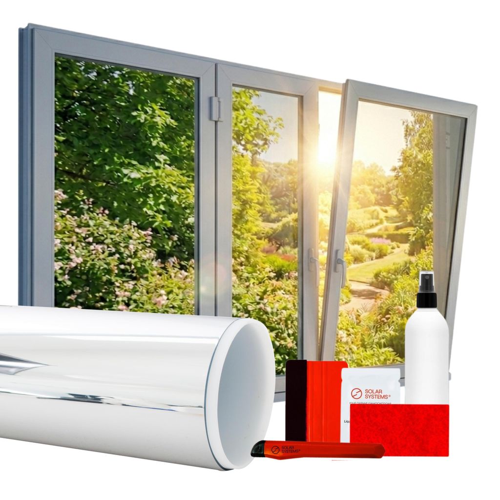 Fensterfolie Sonnenschutz - Sonnenschutzfolie Fenster Außen -50x300 mit Sichtschutz, Selbstklebend - Hitzeschutz, Sonnenschutz, UV Schutzfolie